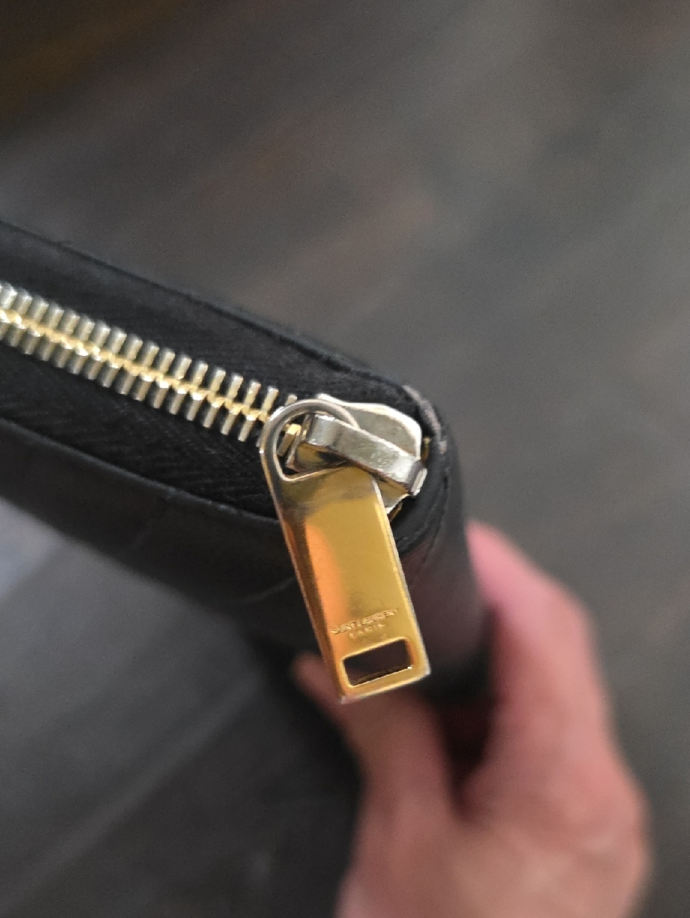 Yves Saint Laurent Black Quilted Zip-Around Wallet with Gold Logo Hardware - Picture 4 of 10